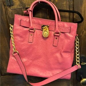 Michael Kors Pink Satchel with Gold Accents